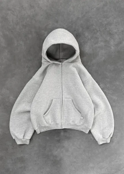 AKIMBO ZIP UP HOODIE – HEATHER GREY